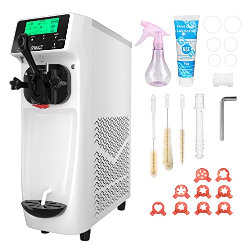 GSEICE Commercial Ice Cream Maker Machine for Home, 3.2 to 4.2 Gal/H Soft Serve Ice Cream Machine with Pre-cooling, 1050W Single Flavor Ice Cream Maker machine With 1.6 Gal Tank