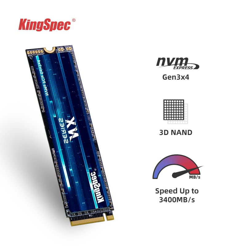 KingSpec 2TB M.2 NVMe SSD, PCIe 4.0 NVMe Gen3 SSD, Gaming SSD, 2280 Internal Solid State Drive,3D NAND Internal Hard Drive (R/W Speeds up to 3500/3200 MB/s) Compatible with Laptop & PC Desktop