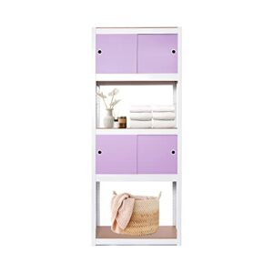 kepsuul white 5 tier customizable storage shelving unit heavy duty modular metal organizing rack for kitchen, pantry, closet, office, 32.1" w x 16.4" d x 76.9" h, 2 set of reversible doors, purple