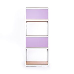 KEPSUUL White 5 Tier Customizable Storage Shelving Unit Heavy Duty Modular Metal Organizing Rack for Kitchen, Pantry, Closet, Office, 32.1" W X 16.4" D X 76.9" H, 2 Set of Reversible Doors, Purple