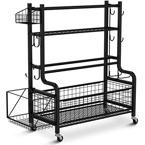 Aestoria Home Gym Storage Rack - Weight Rack for Home Gym with Easily Removable Side Accessories - Versatile Gym Organization for Home Gym with Larges 2.5 Inches Wheels