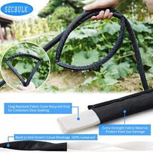 Secbulk Flat Soaker Hose for Garden Beds 20 50 100 150 ft, 10" 2Pack Linkable Drip Irrigation Hose Save 80% Water, Leakproof Double Layer Collapsible Fabric Flexible Trickle Hose with Holes