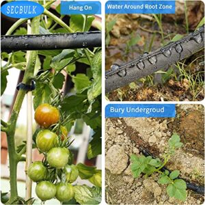 Secbulk Flat Soaker Hose for Garden Beds 20 50 100 150 ft, 10" 2Pack Linkable Drip Irrigation Hose Save 80% Water, Leakproof Double Layer Collapsible Fabric Flexible Trickle Hose with Holes