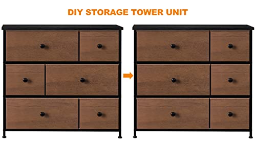 REAHOME 6 Drawer Dresser for Bedroom Chest of Drawers Closets Storage Units Organizer Tower Steel Frame Wooden Top Living Room Entryway Office (Espresso)