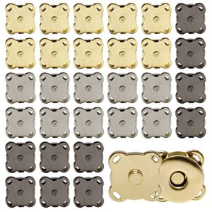 30 piece plum magnetic snap buttons for clothes purse handbag scrapbook homemade sewing craft (black+gold+silver)