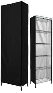 sealcover 6-tier storage shelf wire shelving cover,wire rack cover, high density shelf cover w21.65 xd11.8 xh62, black storage rack cover used to cover sundries.