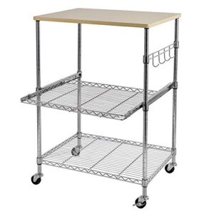 wire shelving unit adjustable steel wire rack chrome, heavy duty storage shelving unit on 4'' wheel casters, metal organizer wire rack,for garage kitchen living room (3 tier - 24w x 18.1d x 33.5h)