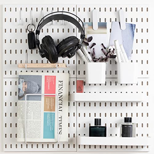 MULSAME Pegboard Combination Kit, Wall Mounted Storage Set with 4 Pegboards & 14 Accessories Hanging, White Peg Boards Organizer for Walls Display, Crafts Organization, Kitchen Organizer, 22" x 22"