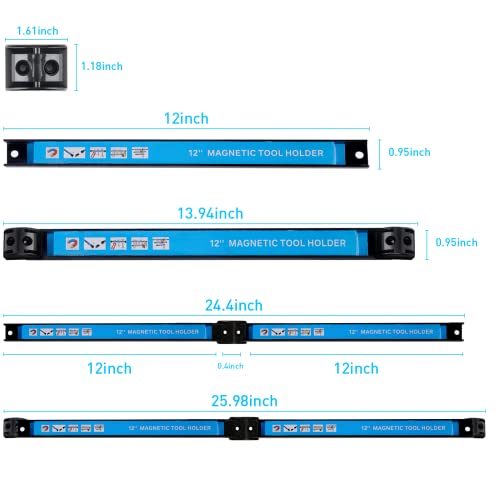 YiiMO 24' Magnetic Tool Holder for Garage, Heavy Duty Magnet Tool Bar Strip Rack Wall Mount Garden Farm Warehouse