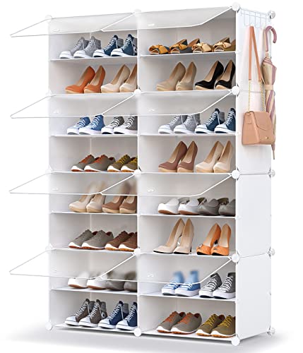 HOMICKER Shoe Storage,32 Pairs Shoe Shelves Rack Organizer with Door for Closet ,Entryway,Hallway,Bedroom