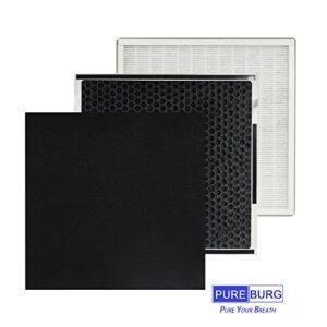 PUREBURG 2-Pack Replacement 3-IN-1 HEPA Filters Compatible with Surround Air Multi-Tech 8500 (MT-8500) Air Purifier