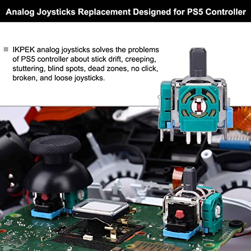 IKPEK 2pcs Analog 3D Joysticks Replacement for PS5 Controller, Joysticks Part with Repair Screwdriver Kit for Playstation 5 DualSense Controller