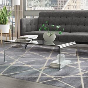 meihua glass coffee table for living room, clear coffee table with 0.47 inch tempered glass, small modern coffee table.