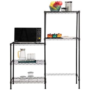 matico 3-in-1 wire storage rack for refrigerator or washing machine, 5 tier metal functional storage shelf organizer holder tower shelving rack for home, black