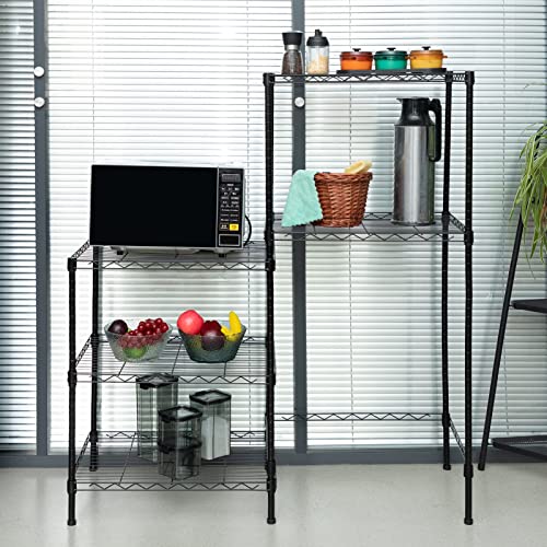 MATICO 3-in-1 Wire Storage Rack for Refrigerator or Washing Machine, 5 Tier Metal Functional Storage Shelf Organizer Holder Tower Shelving Rack for Home, Black