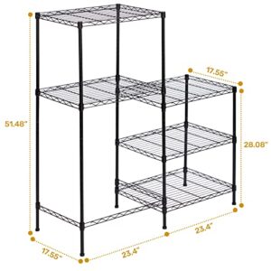 MATICO 3-in-1 Wire Storage Rack for Refrigerator or Washing Machine, 5 Tier Metal Functional Storage Shelf Organizer Holder Tower Shelving Rack for Home, Black