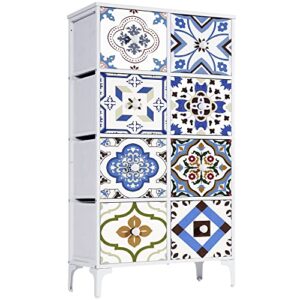 lyncohome white dresser for bedroom, tall dresser with 8 drawers, fabric storage tower drawer dresser for closet, entryway, living room, hallway, nursery room