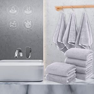 TENSTARS Silk Hemming Hand Towels for Bathroom Clearance - Quick Drying - Ultra Soft Microfiber Absorbent Towel for Bath Fitness, Gym, Shower, Hotel, and Spa - 16x28 Inch | Set of 6, Light Grey