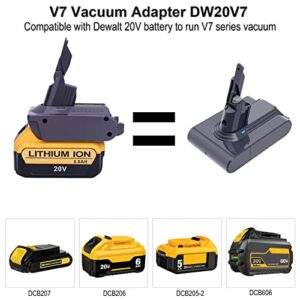 Biswaye V7 Battery Adapter Compatible with Dewalt 20V 60V Battery to Replacement for Dyson V7 SV11 Battery, 12V/20V MAX Lithium Battery Charger DCB112 DCB115 Replacement for Dewalt Lithium Charger