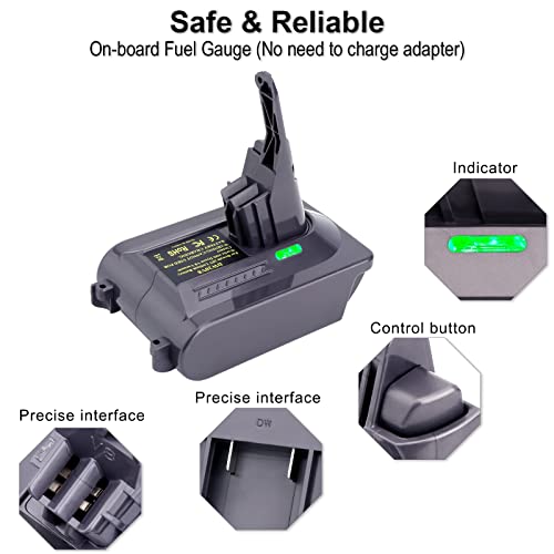 Biswaye V8 Battery Adapter Compatible with Dewalt 20V Battery to Replacement for Dyson V8 Battery 215681, Dual Charger DCB102 Compatible with DEWALT 12V-20V MAX Lithium Battery DCB206 DCB120 DCB609