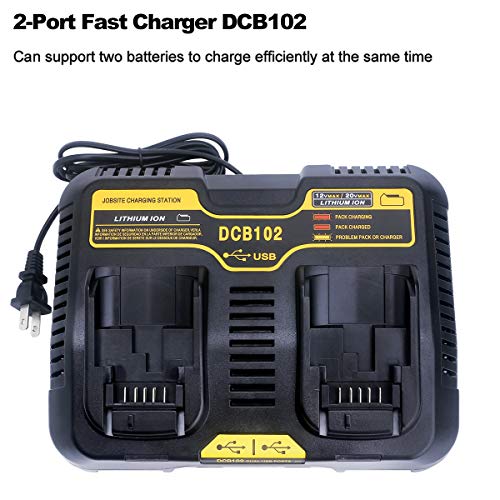 Biswaye V8 Battery Adapter Compatible with Dewalt 20V Battery to Replacement for Dyson V8 Battery 215681, Dual Charger DCB102 Compatible with DEWALT 12V-20V MAX Lithium Battery DCB206 DCB120 DCB609