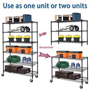 6000Lbs Capacity Heavy Duty Shelving, 6 Tier Wire Shelving Unit on Wheels, NSF Certified Adjustable Storage Shelves Rack for Garage Pantry Basement (18"x 48"x 76", Black) (Black)