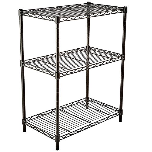 Duitrc Wire Shelving Unit Adjustable Steel Wire Rack Chrome, Heavy Duty Storage Shelving Unit On,Floor Standing Storage Rack Metal Organizer Wire Rack,for Garage Kitchen (Black, 3 - Tier)