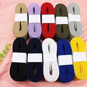 JESEP 2 inch 20 Yards Knit Elastic Band Mixed Double-Side Twill Woven Elastic Heavy Stretch Elastic Spool for Sewing Pants Waistband, Wigs, Skirts, Craft DIY Projects (Mixed 20 Yards)