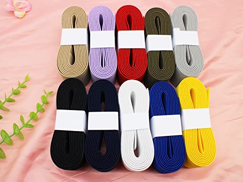 JESEP 2 inch 20 Yards Knit Elastic Band Mixed Double-Side Twill Woven Elastic Heavy Stretch Elastic Spool for Sewing Pants Waistband, Wigs, Skirts, Craft DIY Projects (Mixed 20 Yards)