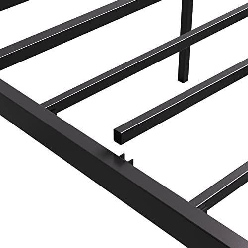 LIKIMIO King Bed Frame, Metal Platform Bed Frame King with Headboard and Strong Support Frames, Easy Assembly, Noise-Free, No Box Spring Needed, Black