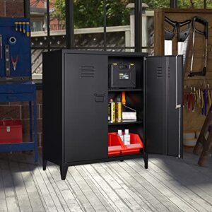 MIIIKO Metal Locker with 2 Doors, Metal Storage Sideboard Accent Cabinets for Kitchen, Pantry, Home Office and Garage