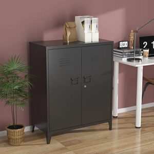 MIIIKO Metal Locker with 2 Doors, Metal Storage Sideboard Accent Cabinets for Kitchen, Pantry, Home Office and Garage