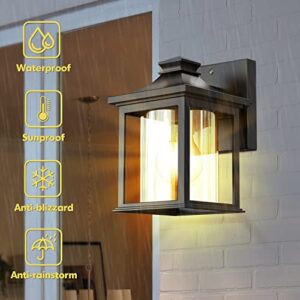 GKGG Outdoor Porch Light LED Exterior Wall Light Fixtures Dusk to Dawn, Anti-Corrosion Plastic Material, Waterproof Security Lamp for Wall, Yard, Front Porch (Bulb Included), 2 Pack