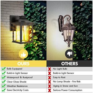 GKGG Outdoor Porch Light LED Exterior Wall Light Fixtures Dusk to Dawn, Anti-Corrosion Plastic Material, Waterproof Security Lamp for Wall, Yard, Front Porch (Bulb Included), 2 Pack