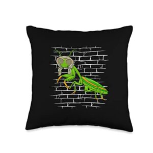 praying mantis gifts & accessories praying mantis sunglasses scarf-entomologist insect throw pillow, 16x16, multicolor