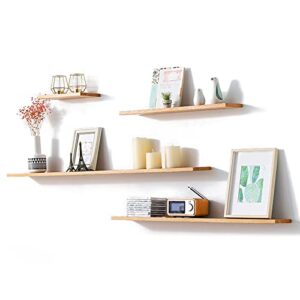 aslasl floating shelves for wall decor storage set of 2 wall shelves with invisible metal brackets simple and rustic wall shelves suitable for bedroom living room bathroom kitchen(wood,11.81in)