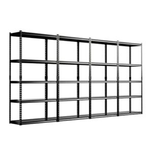 woueniut garage storage shelves, 72" heavy duty metal storage utility rack with adjustable 5 tier shelving storage rack for warehouse basement kitchen living room 35.8" w x 16" d x 72" h (4 pack)