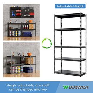 Woueniut Garage Storage Shelves, 72" Heavy Duty Metal Storage Utility Rack with Adjustable 5 Tier Shelving Storage Rack for Warehouse Basement Kitchen Living Room 35.8" W x 16" D x 72" H (4 Pack)