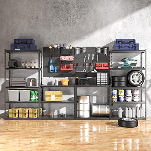 Woueniut Garage Storage Shelves, 72" Heavy Duty Metal Storage Utility Rack with Adjustable 5 Tier Shelving Storage Rack for Warehouse Basement Kitchen Living Room 35.8" W x 16" D x 72" H (4 Pack)