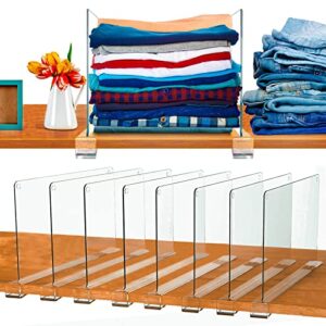 homeikea shelf dividers for closet organization 8pcs - acrylic shelf dividers (12x8 inches) fits upto 1-inch-thick shelves - scratch resistant clear shelf dividers for closets for home & office