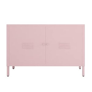 lingzoe 2 door steel storage cabinet pink tv stand for living room,metal locker storage cabinet for bedroom balcony