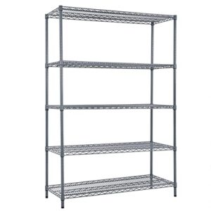 land guard 5 tier storage racks and shelving - 48" l x 20" w x 72" h heavy steel material pantry shelves - each unit loads 350 pounds wire shelf, suitable for warehouses, closets, kitchens…