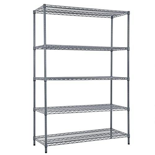 Land Guard 5 Tier Storage Racks and Shelving - 48" L x 20" W x 72" H Heavy Steel Material Pantry Shelves - Each Unit Loads 350 Pounds Wire Shelf, Suitable for Warehouses, Closets, Kitchens…