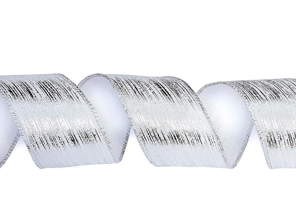 Christmas Ribbon Wired, 6 Rolls 2.5 Inch 36 Yard Silver Sheer Glitter Organza Wired Edge Ribbons for Christmas Tree, Gift Wrapping, Assortment Ribbon for Crafts, DIY, Christmas Tree Ribbon