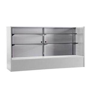 wood full vision display 70 inch glass retail showcase with aluminum frame and glass shelving (white)