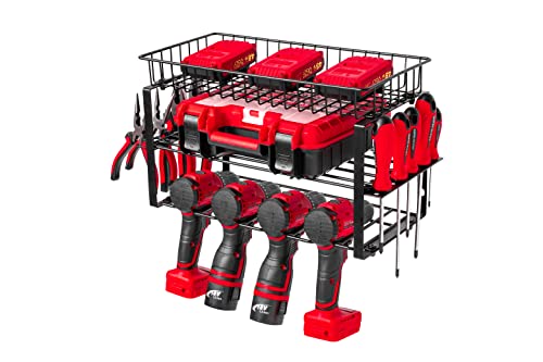 MONOWI Power Tool Organizer Wall Mount - Cordless Drill Holder Wall Mount, Power Tool Storage Rack for Garage Walls, Power Tool Rack Drill Organizer Charging Station