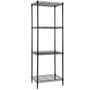 yohkoh 4-tier wire shelving metal storage rack adjustable shelves for laundry bathroom kitchen pantry closet (black, 16.8l x 11.9w x 49h)