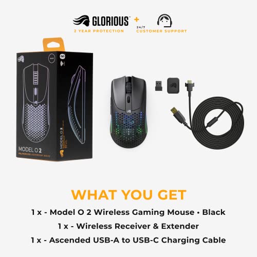 GLORIOUS Model O V2 Superlight Wireless Mouse Bluetooth (Black), Lag-Free 2.4Ghz, FPS Mouse, 210h Battery Life, 26,000 DPI, 26K Sensor, 5 Programmable Buttons, Gaming Accessories for PC, Laptop, Mac