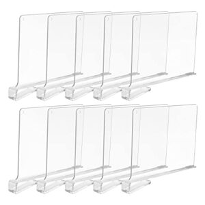 gbayle 10 pcs acrylic clear closet shelf divider，closet organization for wooden shelving suitable for vertical shelves or bedroom, kitchen,books,towels and hats, purses separators and office