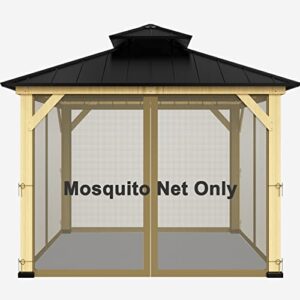 10-ft x 13-ft gazebo netting replacement,universal 4-panel mosquito netting for gazebo with zippers(only netting)-taupe
